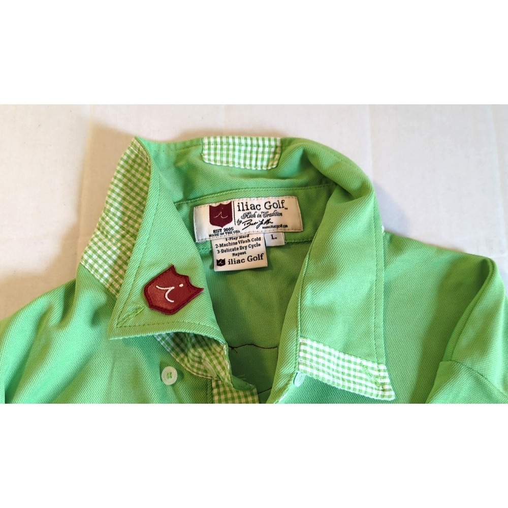 VTG iliac Golf Shirt Polo Men L Green Made in USA Rare